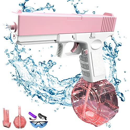 Pistola ad acqua elettrica, pistola ad acqua automatica, altamente impermeabile, due scomparti per acqua sostituibili, batteria ricaricabile tramite USB, per giochi d'acqua, estate, piscina, spiaggia