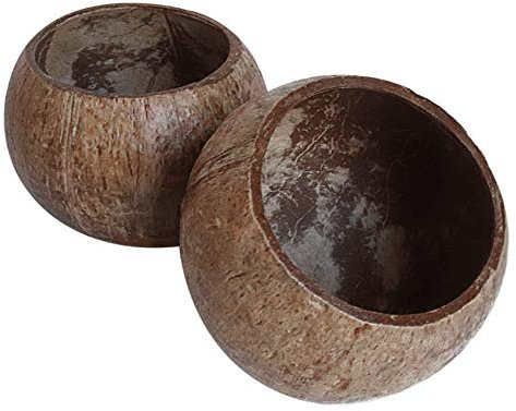 Cookwowe Kokosnuss-Schale-Kerzenhalter, Kokosnuss Schale, Multifunktion, Umweltfreundlich, Elegant, Einzigartige Geschenke, Natur, Unbehandelt, 239 Gramm, 3.8 cm, 2 Stück, Indoor, Tischplatte