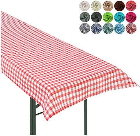 heimtexland ® Tischdecke Bierzeltgarnitur Biertischdecke Garten Tischdeko Landhaus Typ861 Vichy Karo Rot 90x240 cm