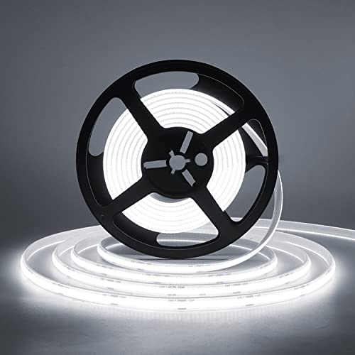 Wisada 24V COB LED Streifen, 5M 320LEDs/m Superhell Flexibler LED Lichtband Kaltweiß, Wasserdicht IP68 für Innen & Außen, Aquarium & Schrankbeleuchtung
