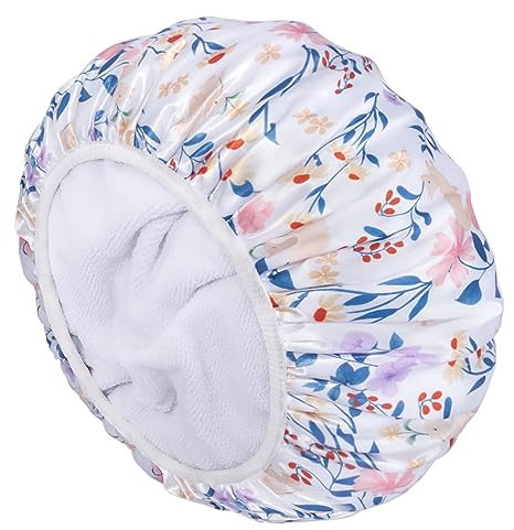 Aquior Shower Cap,Extra Large Triple Layer Bathing Cap with Dry Hair Function for Women Microfiber Terry Cloth Silky Satin 100% Waterproof Reusable Long Hair Bath Caps