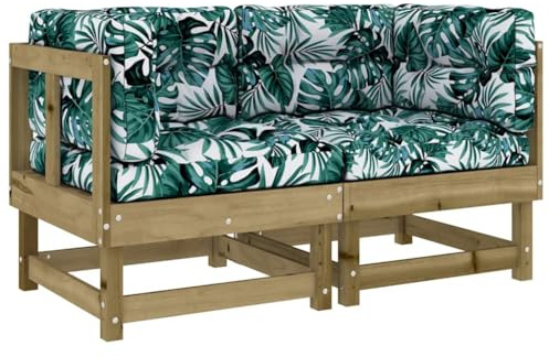vidaXL Ecksofa 2 STK., Gartensofa mit Kissen Latten-Design, Modular Sofa Garnitur für Garten Terrasse, Gartenmöbel Sitzgruppe Loungemöbel, Kiefernholz Imprägniert