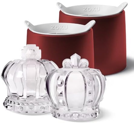 ZOKU Crown Ice Mold, Large Ice Cube Molds for Cocktails and Drinks, Easy-Release Silicone Ice Maker, Large Craft Ice Keeps Drinks Colder Longer with Less Dilution, Easy-Release, BPA-Free