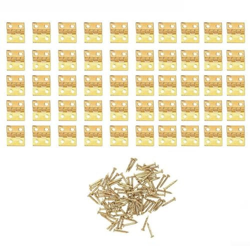 SPORTARC Kleine massive Scharniere, Mini-Messing-Scharniere, für Möbel, Schrank, Schublade, Tür, DIY, Basteln, 8 x 10 mm (Gold)