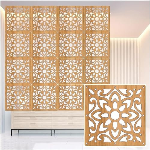 AviiSo Raumtrenner Sichtschutz zum Aufhängen von Raumtrennungen, Hängendes Raumteilerpaneel Ausgehöhlte Dekoration, 5mm dick, 1–100 Stück optional (Color : Natural, Size : 14Pcs)