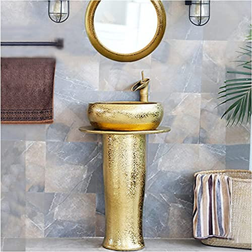 Art Badezimmer-Waschbecken mit komplettem Sockel, bodenstehend unter dem Waschbecken, Badezimmerschrank-Waschbecken mit Wasserhahn und Abfluss (mit Spiegelrahmen)