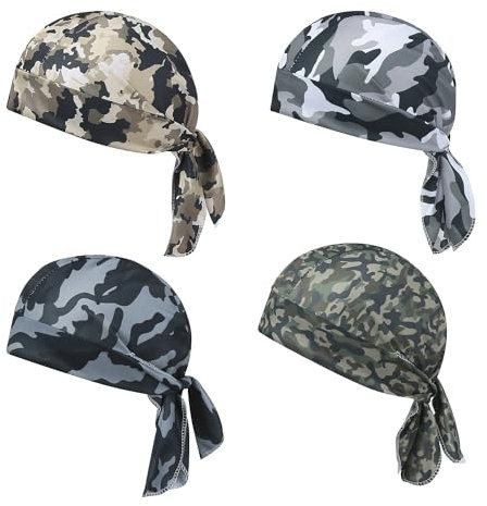 ZEACCT 4 Stück Bandana-Schädel-Fahrradmütze, UV-Schutz, Sommer-Tarnung, unter dem Helm, Fahrrad-Kopftuch, Kopfbedeckung, Kopfbedeckung für Damen und Herren, Outdoor-Aktivitäten, Totenkopfmütz