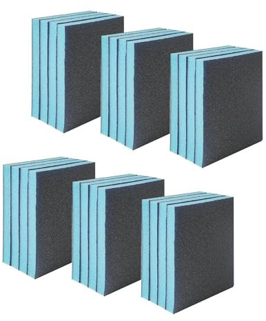 YKUKIZEE 24 Pcs Sanding Sponges 120 Grit, Wet and Dry Sanding Sponges Washable, Sanding Blocks Blue for Polishing Cleaning Paint Wood Metal Furniture Drywall Surface