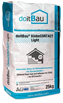 doitBau 48x KlebeCONTACT light 25kg Profi Armierungsmörtel weiß EPS Dämmplattenkleber Styropor WDVS Fassadendämmung - faserarmiert und strahlend weiß