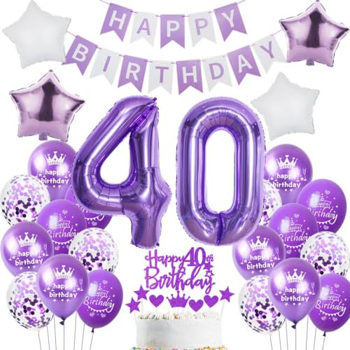 Ohaoduo palloncini 40 anni compleanno donna decorazioni viola 40 anni compleanno decorazioni viola 40 anni donna foil palloncini 40 anni compleanno donna torta decorazioni 40 anni donna ragazza