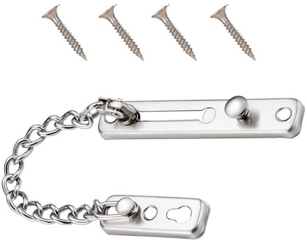 Sicherheitstürkette, Türkette, Sicherheitskette, Türschloss, Sicherheitskette aus Stahl, Türschloss, Diebstahlschutz für Türen und Fenster (Silber)