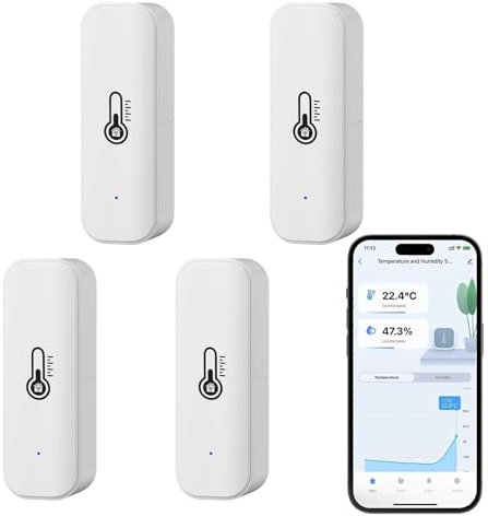Termometro Igrumetro Smart,Sensore di temperatura e umidità interno con doppia modalità WiFi e Bluetooth,Monitor di temperatura ambiente con app,Archiviazione dati per casa,serra,garage e cantina.4PCS