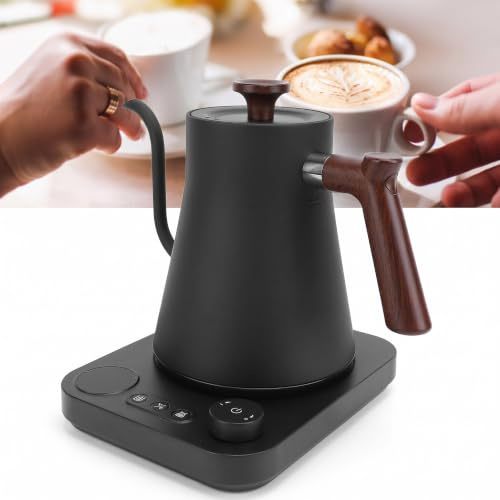 Bollitore Elettrico a Collo di Cigno da 1200 W, Controllo della Temperatura del Bollitore per caffè, Teiera con Bollitore Elettrico con Timer Schermo LCD, Acciaio (Spina europea
