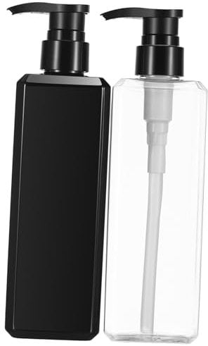 SKISUNO 2pcs Refillable Shampoo Pump Bottles Empty Lotion Dispenser for Shampoo and Conditioner and Transparent for Home and Travel