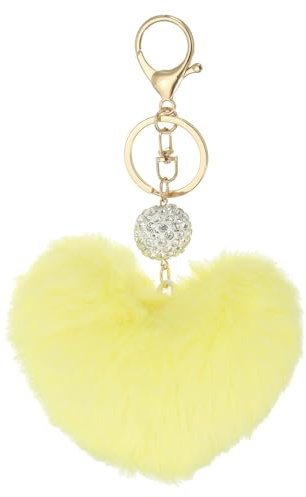 PATIKIL Porte-clés en fausse fourrure avec pompon en forme de cœur en peluche pour sac à main, sac à dos, clé de voiture, sac fourre-tout, sac à main