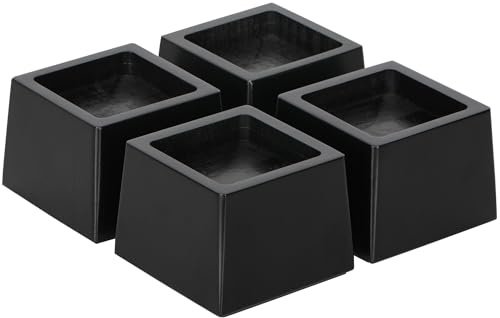 TQVAI Lot de 4 Rehausseur Pieds de Lit en Bois, Lourd Pied de Meuble, Supporte 1000KGS, Augmentation Pieds de Lit 6,6 CM, Pieds de Canapé Hauteur de Levage du Canapé de Table de 2,5 Pouces, Noir