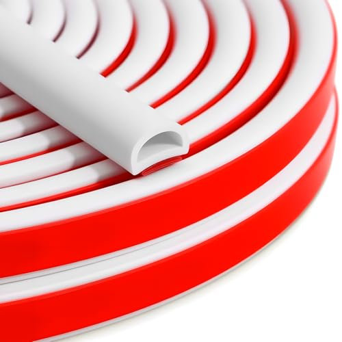 Joint de Porte et Fenêtre Isolation Phonique, Bande D'Étanchéité Autocollante en Caoutchouc pour Protection Thermique et Anti-Froid, Idéal pour Porte d'Entrée et Fenêtres Blanc 3m