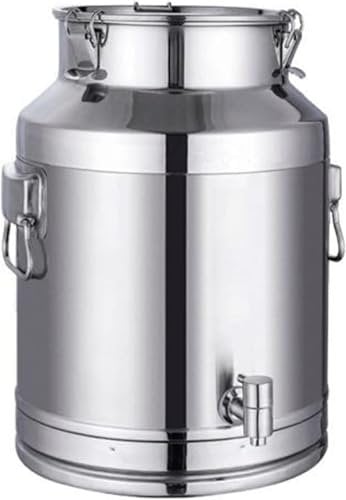Générique Pot à Lait INOX 5L/6L/7L/8L/9L/14L – Seau INOX Alimentaire avec Couvercle scellé et Robinet – Bidon Multi-Usage pour Eau, vin, Huile, thé, Usage Cuisine ou Ferme,9L