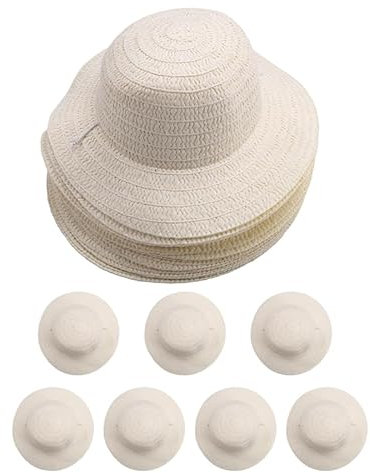 Kopinma Juego de 20 sombreros de paja DIY para playa, verano, trabajo, pintura creativa, sombrero de sol de verano, idea de manualidades para hombres, mujeres, decoración de fiesta de cumpleaños de