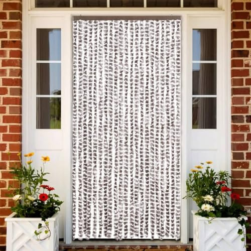 GCHDHAPB Rideau à insectes Taupe et Blanc 90 x 220 cm ChenilleDécoration Maison & Jardin Traitements de Fenêtre Paravents