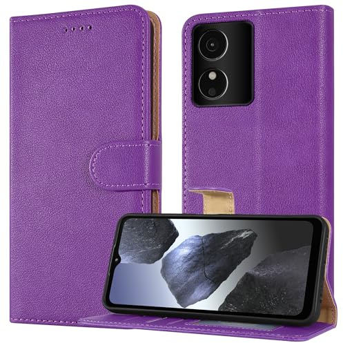 Schutzhülle für HMD Key/HMD Aura 2, Leder, Brieftaschen-Handyhülle, Magnetbuch-Klapphülle [RFID-Schutz und Kartenfächer] und [Ständer] Schutzhülle für HMD Key/HMD Aura 2 - Lila