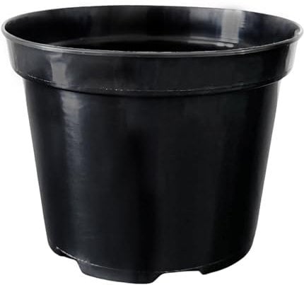 Growcery Round Black Plant Pots – Durable Plastic Nursery Pots for Indoor & Outdoor Gardening | Sizes: 1L, 3L, 5L, 7.5L, 10L, 15L, 20L, 25L | Ideal for All Plants (Round 5pcs, 20L)