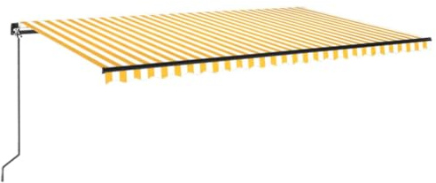 IKAYAA Tenda da Sole Retrattile Tenda da Sole 500x300 Tenda da Esterno a Bracci Estensibili con Manovella Manuale Angolazione Regolabile per Balcone e Terrazzo-Giallo e bianco-500 x 300 cm