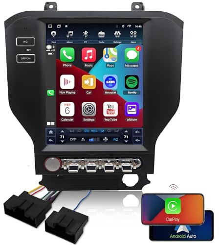 2015-2023 Ford Mustang Radio Upgrade, Android Stereo Navigation Replacement, 9.7 8-Core Processor, 4GB RAM, Carplay and Android Auto, Keep SWC and Factory Camera
