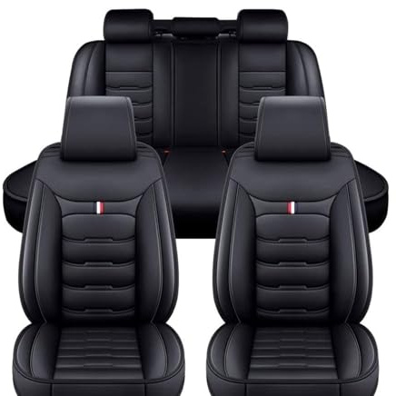LiYaBaiHuo Auto Sitzbezug für Mercedes Benz GLA 220d 250 260 200 220, Leder Full Sitzschoner SitzbezügeSet Wasserdicht Innenraum Zubehör,A/Black