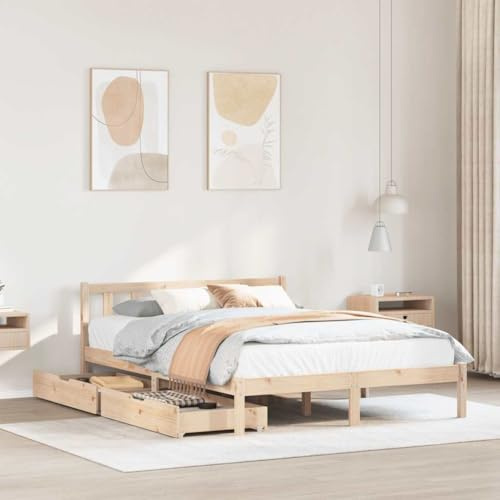 HaoChrymec Massivholzbett ohne Matratze aus Kiefernholz, Lattenrost Inklusive, Praktische Schubladen, polsterbett, schlafsofa, Für Schlafzimmer, 120x190 cm