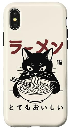 Cat Ramen Vintage Japanese Funny Retro Art Anime Aesthetic Case for iPhone X/XS