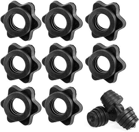 QSHXXROI 8 Stück Kurzhantel-Sechskantmutter, Hantelverschlüsse, Hantel Schnellverschluss 25mm, Hantelklemmen Muttern, Kunststoff Hantel Clips, für Gewichtheben Fitness Training