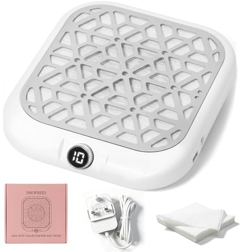 Smofrees Nagelstaubsammler mit leichtem Design, Hpro 6000 U/min, tragbarer Nagelstaubsauger mit 10 Saugmodi, 30 Filtern & einfacher Steuerung für Anfänger, Nagelstudenten & Heimgebrauch, Weiß