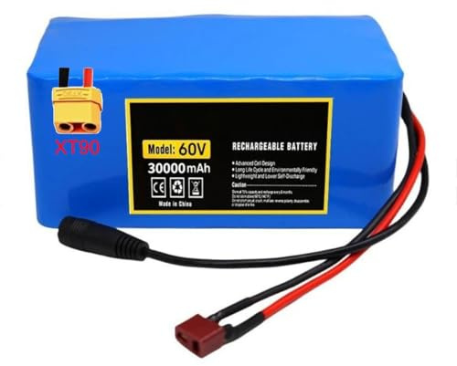 Batería De Scooter Eléctrico 60V 30Ah 16S2P Batería Bicicleta Eléctrica Alta Potencia Batería PVC Impermeable con Cargador para Patinete Eléctrico Hoverboard Y Monociclo 60V 30Ah,XT90