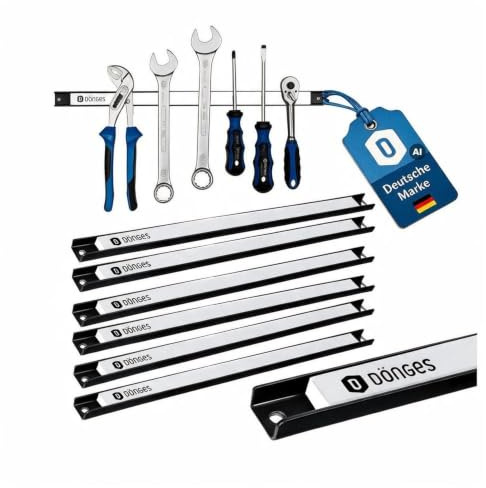 Dönges Magnetleiste 6er Set Weiß - Werkzeughalter Wand | 46cm aus Stahl | 23kg Tragkraft | Magnetischer Werkzeug-Organizer für Werkstatt, Garage, Schuppen | Rostfrei, inkl. Schrauben