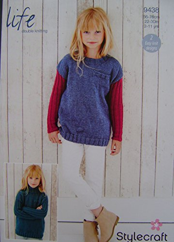 Stylecraft Knitting Pattern 9438 - Round Neck & Cowl Neck Sweaters in dk 22-30 Chest