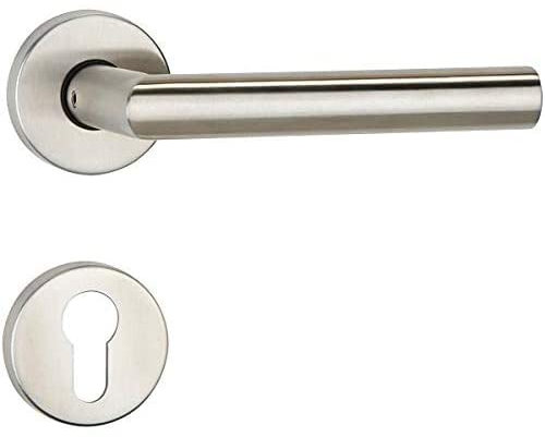 Hermat ZT-Rosettengarnitur Basic 02 | BB, PZ, WC | Türstärke: 38-43mm | Edelstahl matt (PZ: Profilzylinder)