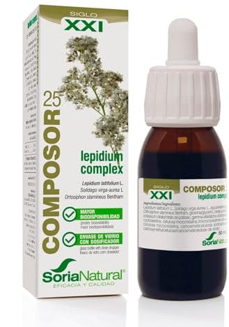 Soria Natural Composor 25 - Rompepiedras, Vara de Oro, Ciclodextrinas - Salud hepática, útil en caso de piedras y cálculos, diurético - Bote de 50ml