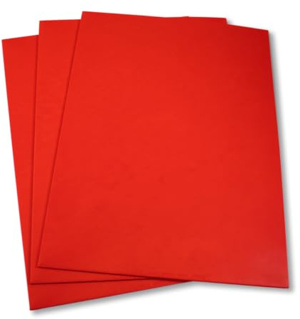 Lasergummi/Stempelgummi, rot, 31x22 cm, Stärke 2,3 mm, 10 Stk - zur Herstellung von Stempelplatten unter Lasergravurmaschinen - geruchsarm, abriebfest