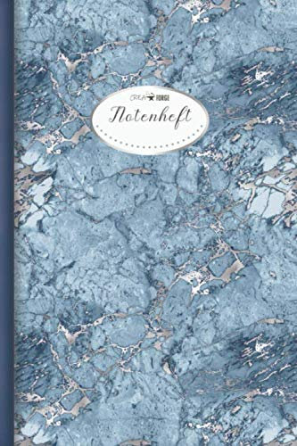 CreaForge Design Notenheft A5: 60 Seiten mit Seitenzahlen & Inhaltsverzeichnis | 10 Notensysteme pro Seite | Notenheft blanko Softcover glänzend | Musikheft A5 | Motiv: Marmor CFP-BM09