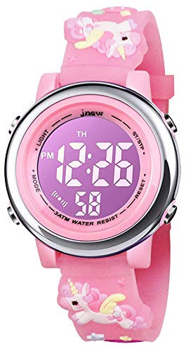 Bigmeda Orologio Digitale per Bambini, Orologio Sportivo a Cartoni 3D per Ragazze da 3-12 Anni, Visualizzazione della Data e Dell'ora, Retroilluminazione a 7 Colori (Unicorno)