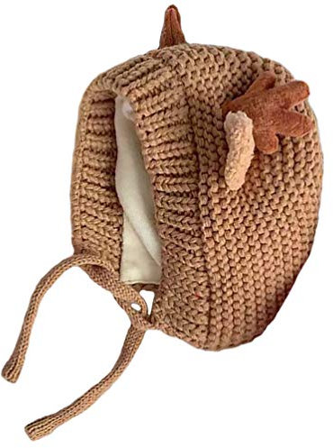 Amosfun Baby Jungen Mädchen Rentier Strickmütze Geweih Baby Wintermütze Plüsch Futter Warm Gehäkelt Strickmütze Mütze Kleinkind (Kaffee)