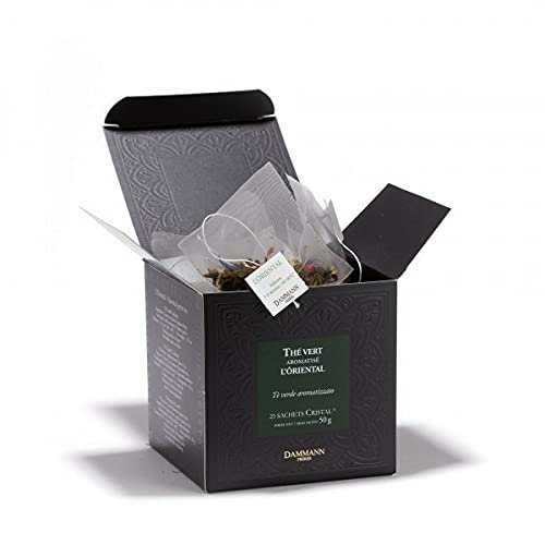 Dammann Frères - Thé Vert L'Oriental, Arômes Fruit de la Passion, Pêche de Vigne & Fraise des Bois (25 Sachets Cristal, 50g)