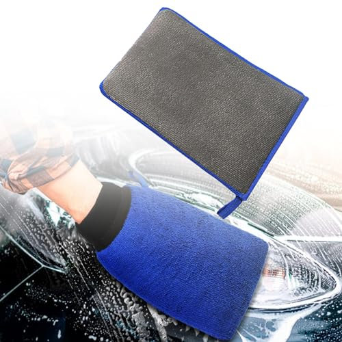 Wenyue Auto-Pflege-Waschhandschuhe Handschuh mit Reinigungsknete Mikrofaser Handschuhe für die Autowäsche Wasseraufnahme Handschuhe Clay Mitt Auto-Waschhandschuh Für Auto Detaillierung Autopflege