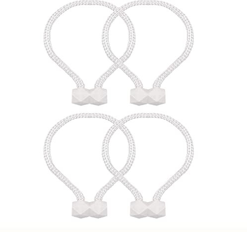 Vorhang Raffhalter,4 PCS Magnetische Vorhang Raffhalter Vorhang Vorhänge Vorhanghalter Seil Holdbacks Gardinenklammern mit Starken Magnet für Büro Hotel Fenster Vorhänge Dekoration Weiß