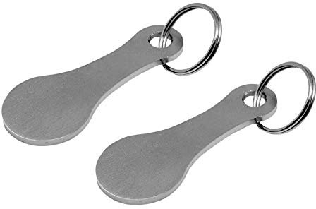 JiJiRuDU 2er Set Einkaufswagenlöser aus Edelstahl, Abnehmbarer Einkaufswagenchip als Schlüsselanhänger, Einkaufswagen-Tool, Schlüsselanhänger (Sliver)
