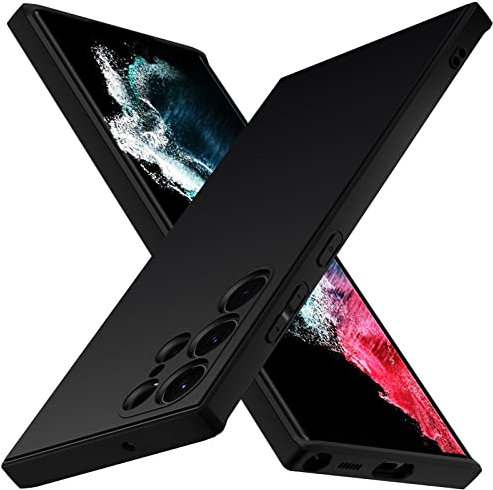 ivoler Silikon Hülle für Samsung Galaxy S22 Ultra 5G mit Kameraschutz, Ultra Dünne Weiche Stoßfest Schutzhülle Flexible TPU Matte Schwarz Handyhülle Kratzfest Case Cover