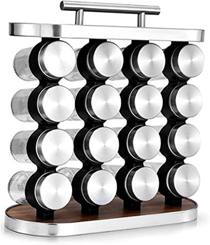 Spice Carousel - Rack girevole a 360°, 8/12/16/20 Spice Jars Food Grade 430, in acciaio inox, rotary Kitchen Spice Rack, 4 strati