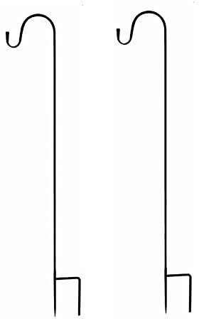 ZRSWV 2 x Garten-Schäferhaken, für den Außenbereich, verstellbare robuste Schäferstange zum Aufhängen von Pflanzen, Laternen, Lichtern, Hochzeitsdekoration (Black, 1.6m)