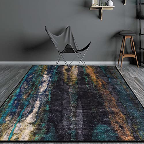 Rururug Moderner Teppich für Wohnzimmer 160x230CM - Pflegeleicht - Dunkelgrün, Schwarz, Grau, Braun, Duck Egg - Meliert Abstraktes Muster rutschfeste Waschbare Teppich